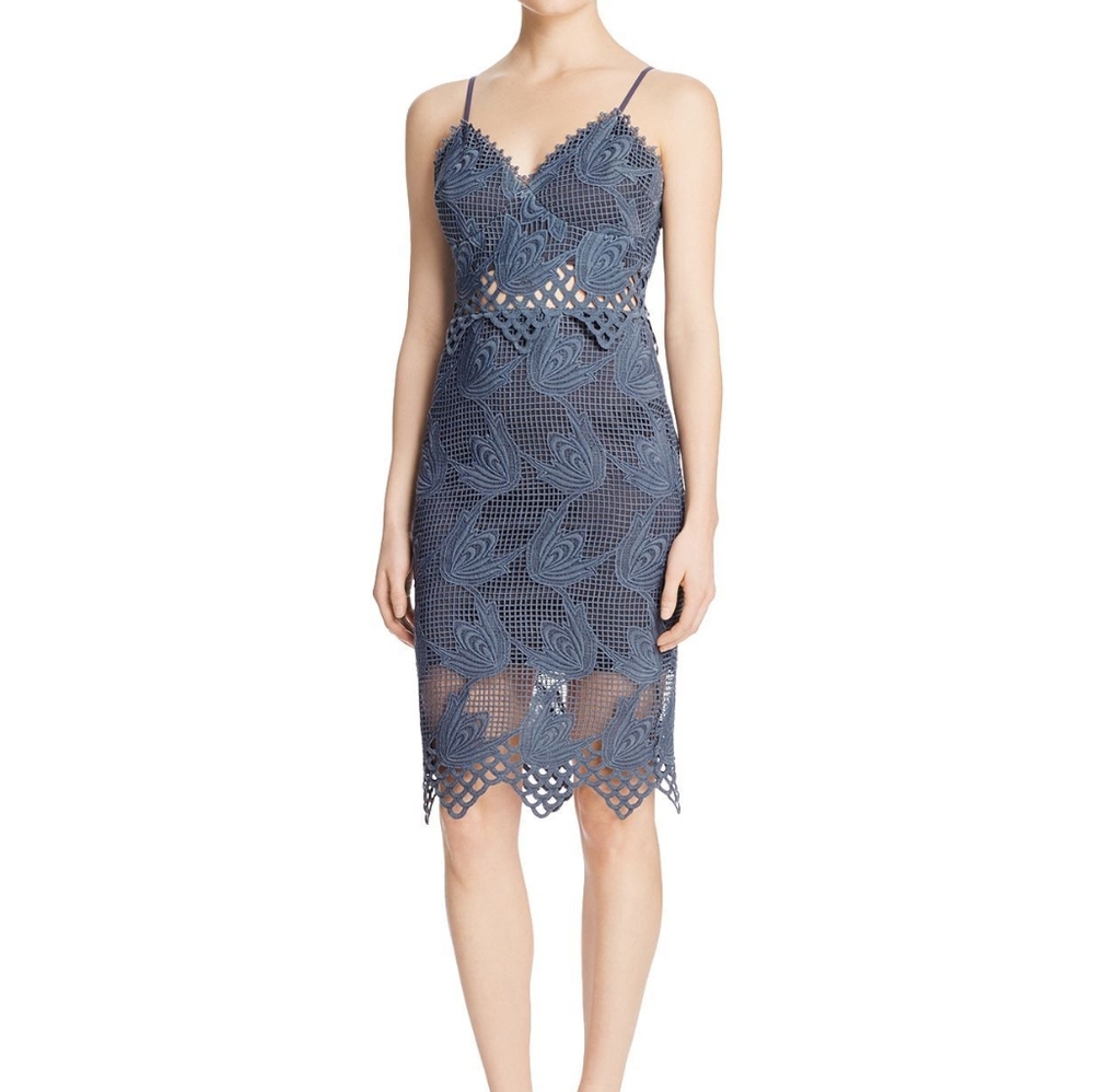 Blue Lace Sleeveless Dress